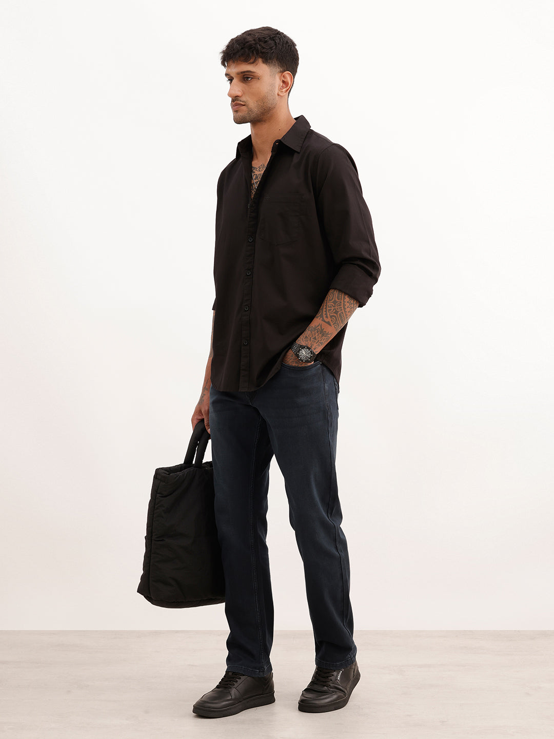 Regular Fit Solid Full Sleeve Shirt | Black | WVSH2567F