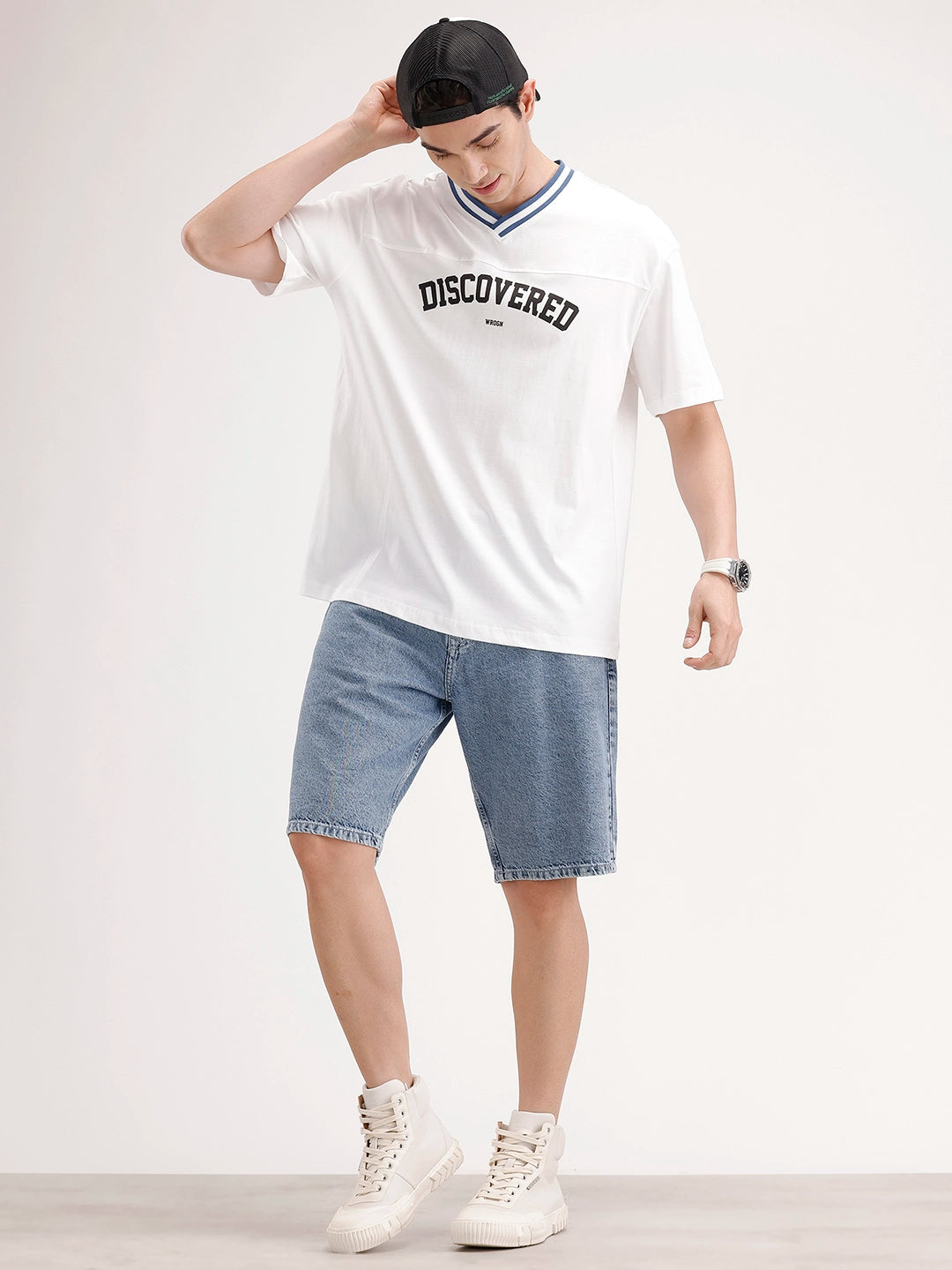 Oversized Contrast Collar T-Shirt | White