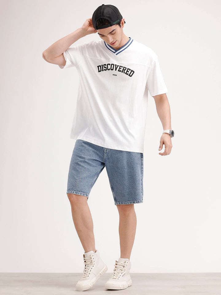 Oversized Contrast Collar T-Shirt | White