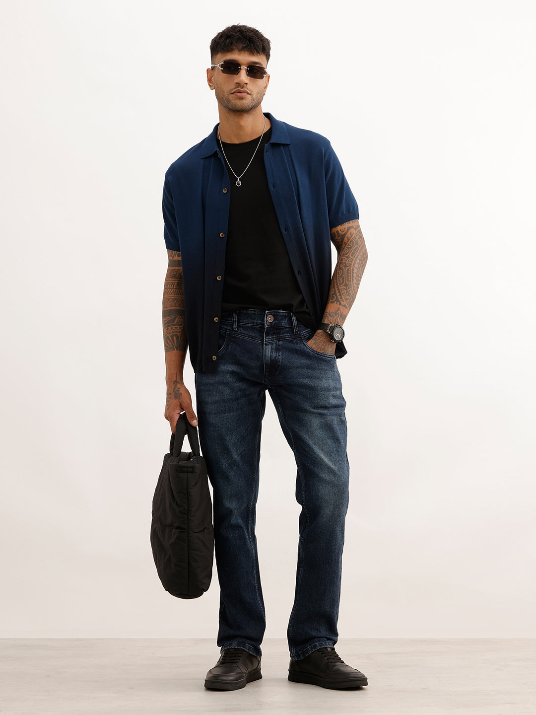 Faded Straight Fit Denim Jeans | Blue
