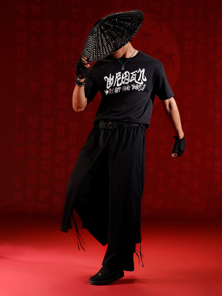 Statement front print oversized tshirt | Black