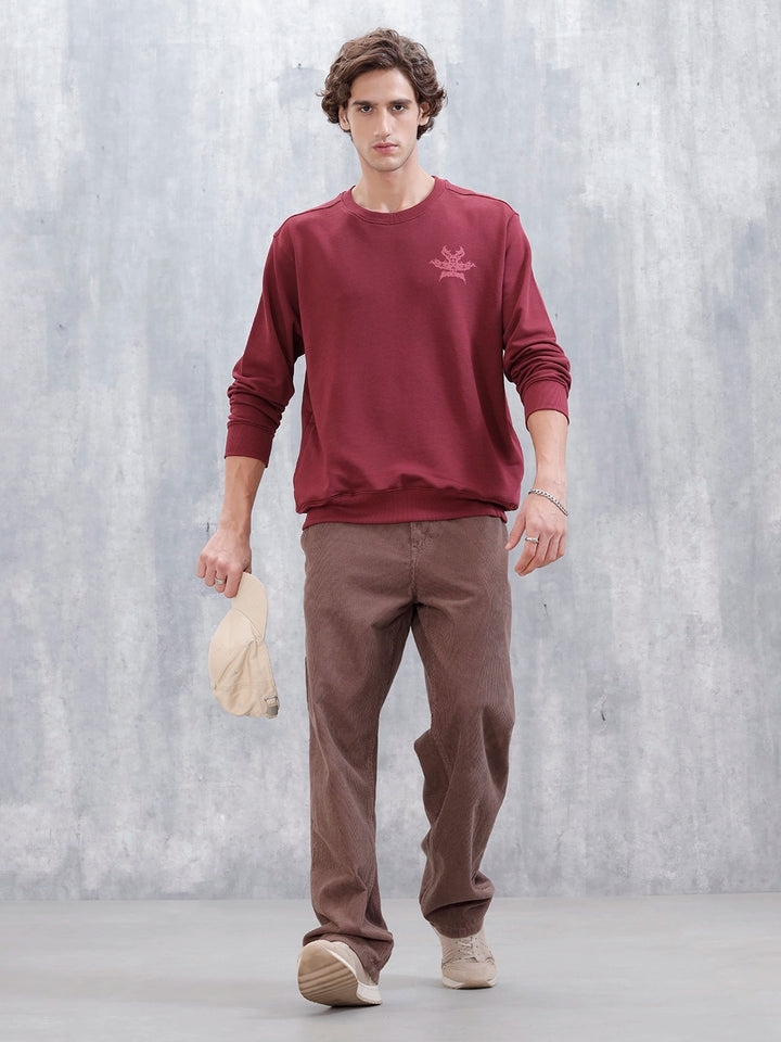 Men's Casual Comfort Fit Branded Sweatshirt | Maroon