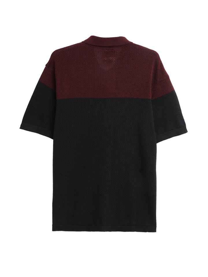 Colour-Blocked Flat Knit Shirt