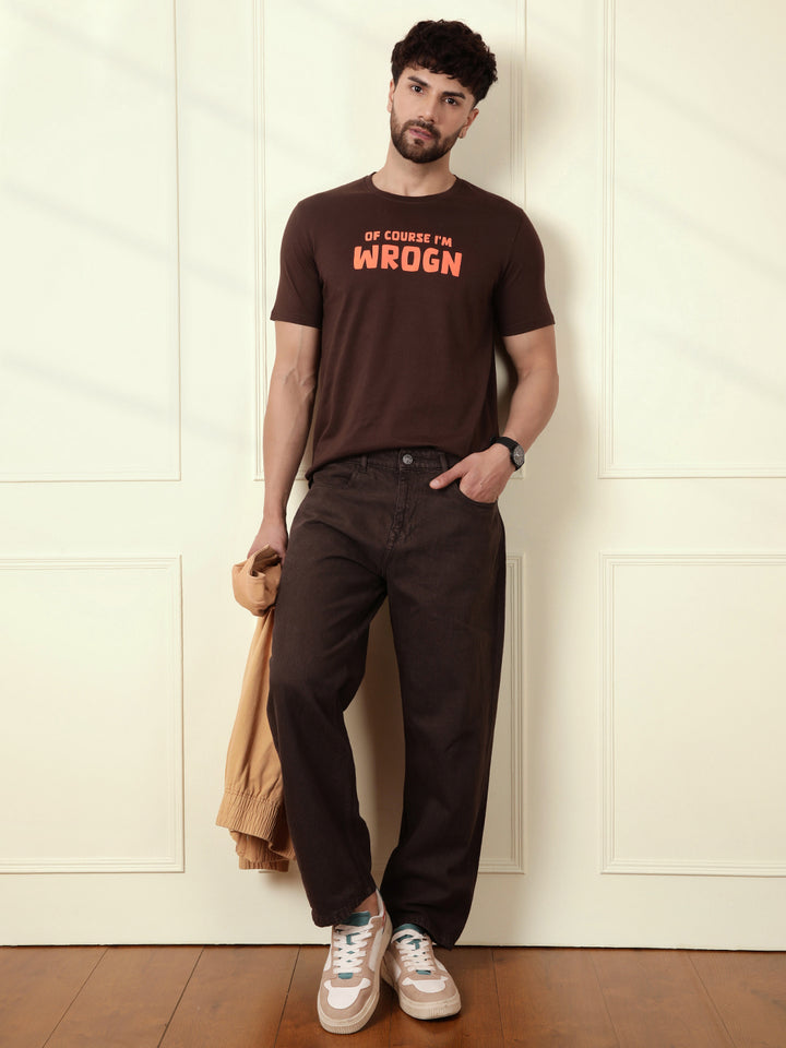 Puff Print Slim Fit T-Shirt | Brown