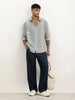 Oversized Fit Textured Striped Shirt | Green