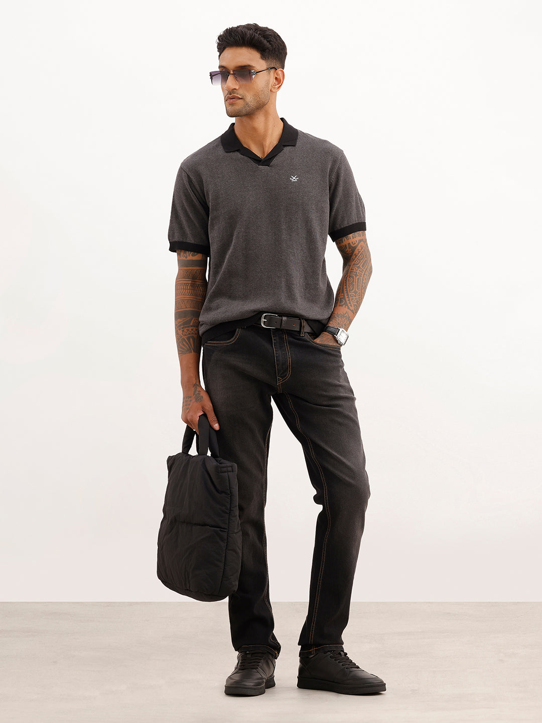 Regular Fit Flat Knit Polo T-Shirt | Blue
