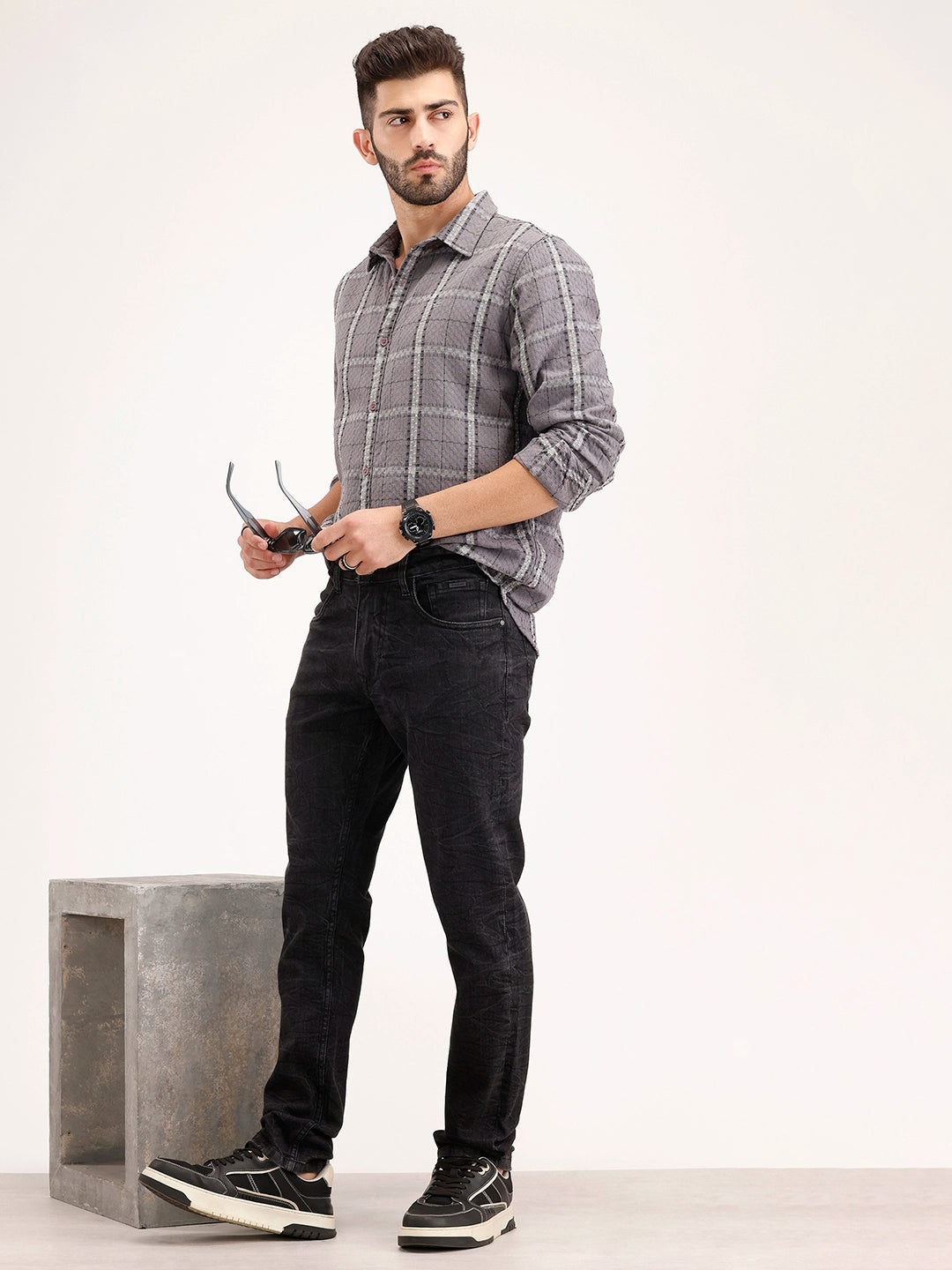 Slim Fit Washed Denim Jeans | Black