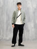 Mock Neck Full Zippered Regular Fit Jacket | Green