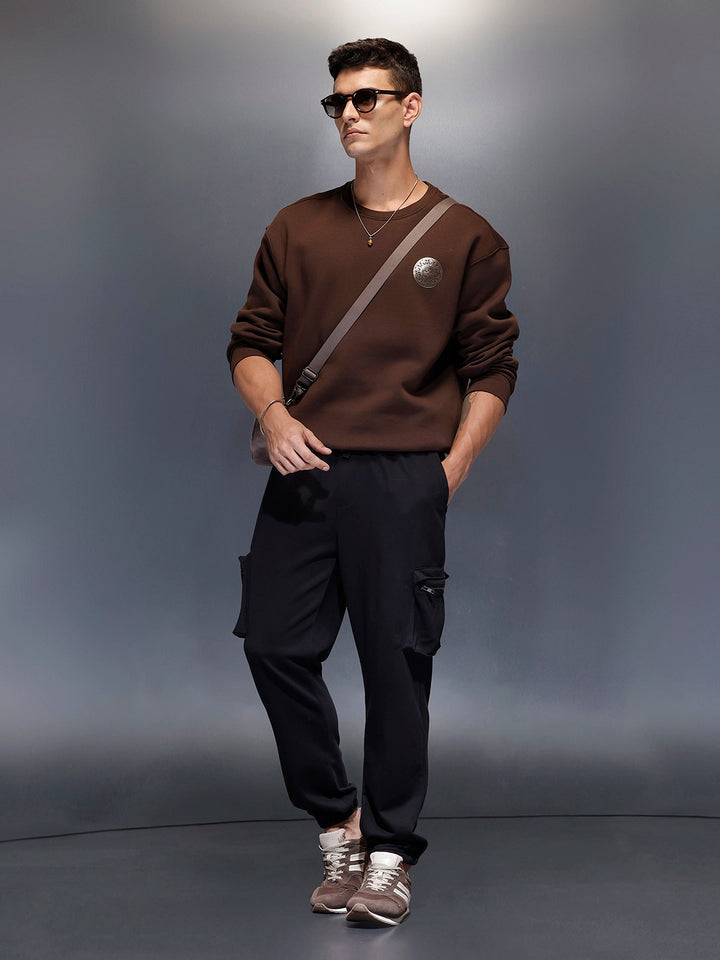 Men's casual Knitted jogger with cargo pockets | Black
