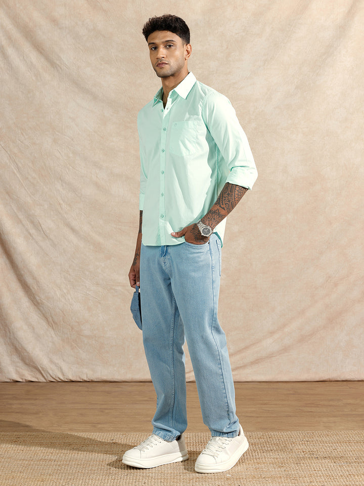 Solid Regular Fit Shirt | Light Green