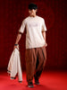 Casual oversized T-shirt with statement chest print & Embroidery | Brown