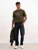 Slim Fit Foil Printed T-Shirt | Olive | WTS02HSSL1053S