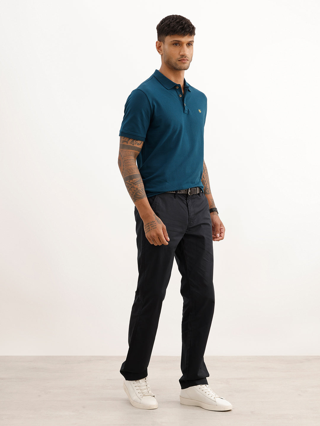 Solid Straight Fit Trouser | Black