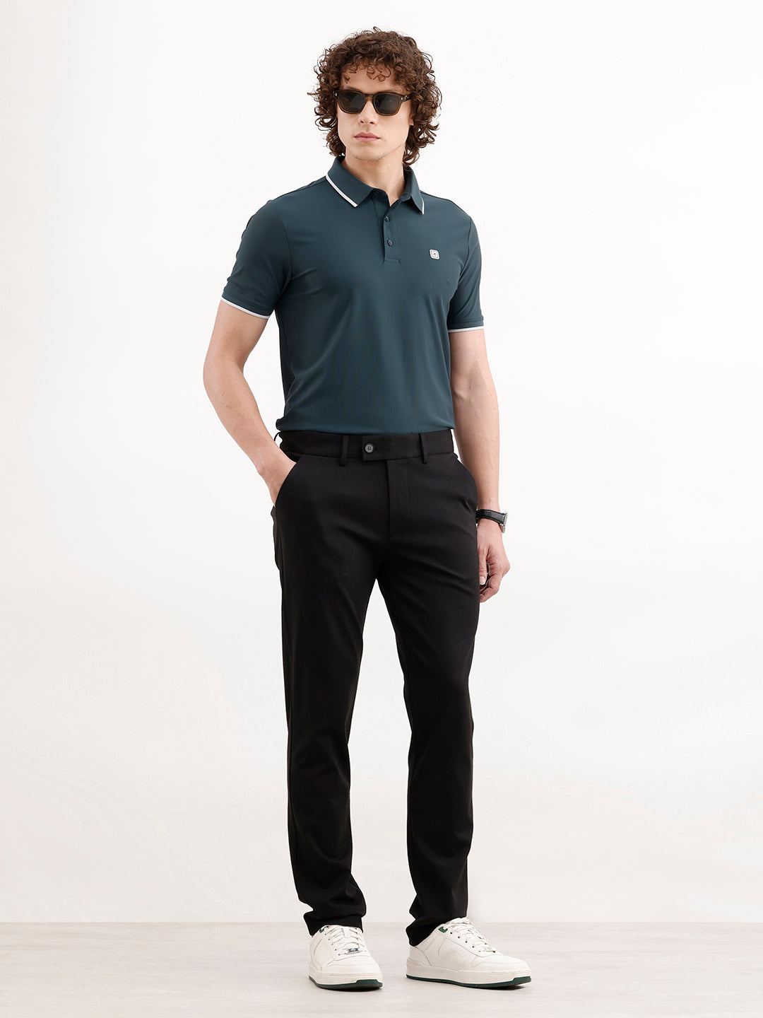 Solid Slim Fit Hyper-Flex Trouser | Black