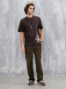 Placement Printed Oversized T-Shirt | Brown