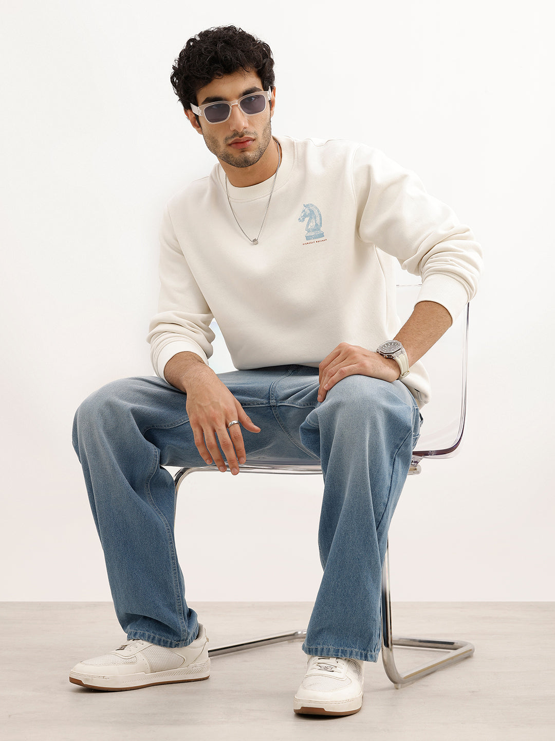 Regular Fit Placement Printed Sweatshirt | Off White