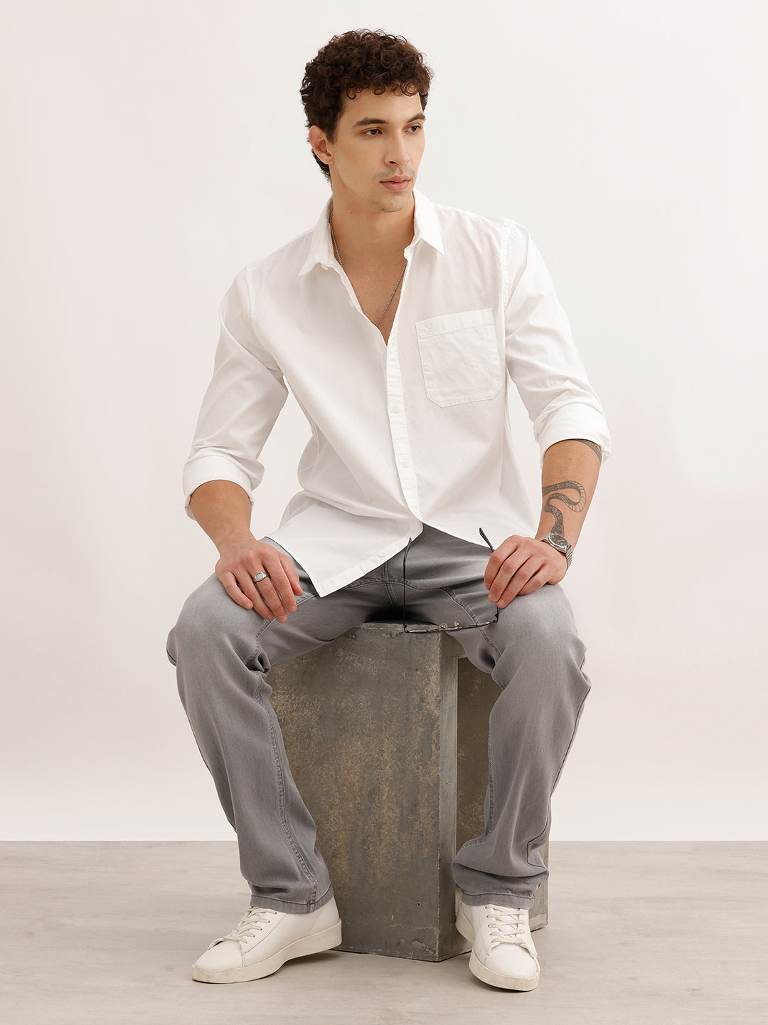 Solid Slim Fit Shirt | White