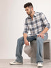 Slim Fit Checkered Full Sleeve Shirt | Blue