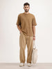 Textured Oversized Cut & Sew T-Shirt | Khaki