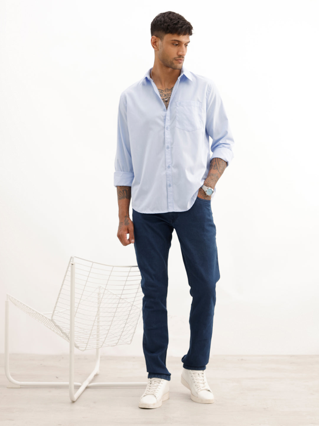 Classic Regular Fit AOP Shirt | Light Blue