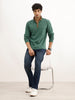 Solid Contrast Quarter Zipper Sweatshirt | Green