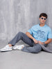 Casual Men Oversized Fit Tee With Cord Detailing | Blue