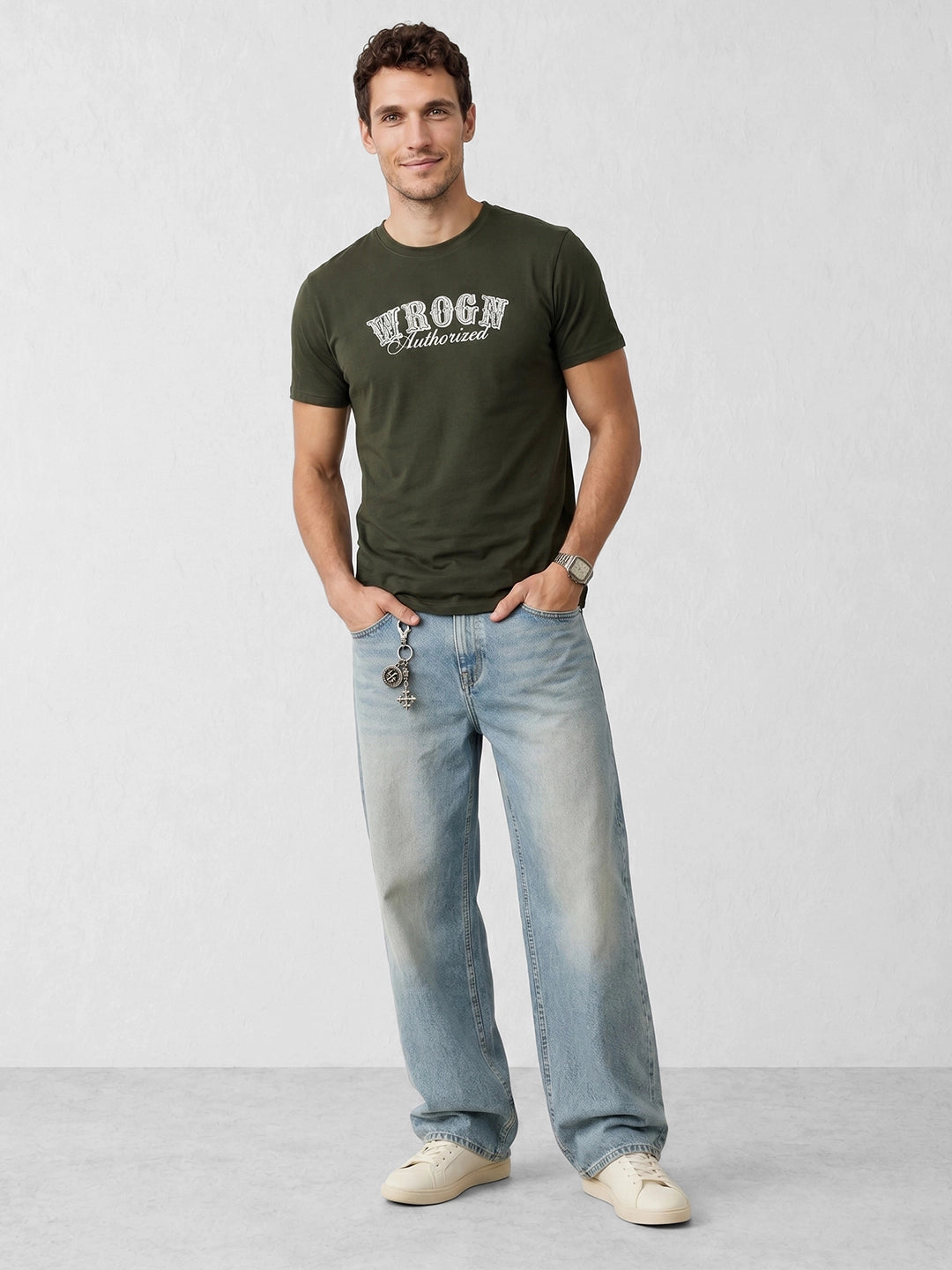 Slim Fit Placement Printed T-Shirt | Green