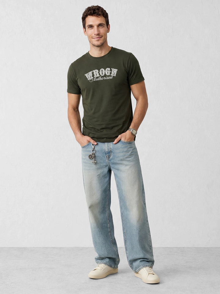 Slim Fit Placement Printed T-Shirt | Green