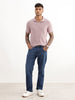 Solid Slim Fit Textured Polo T-Shirt | Pink
