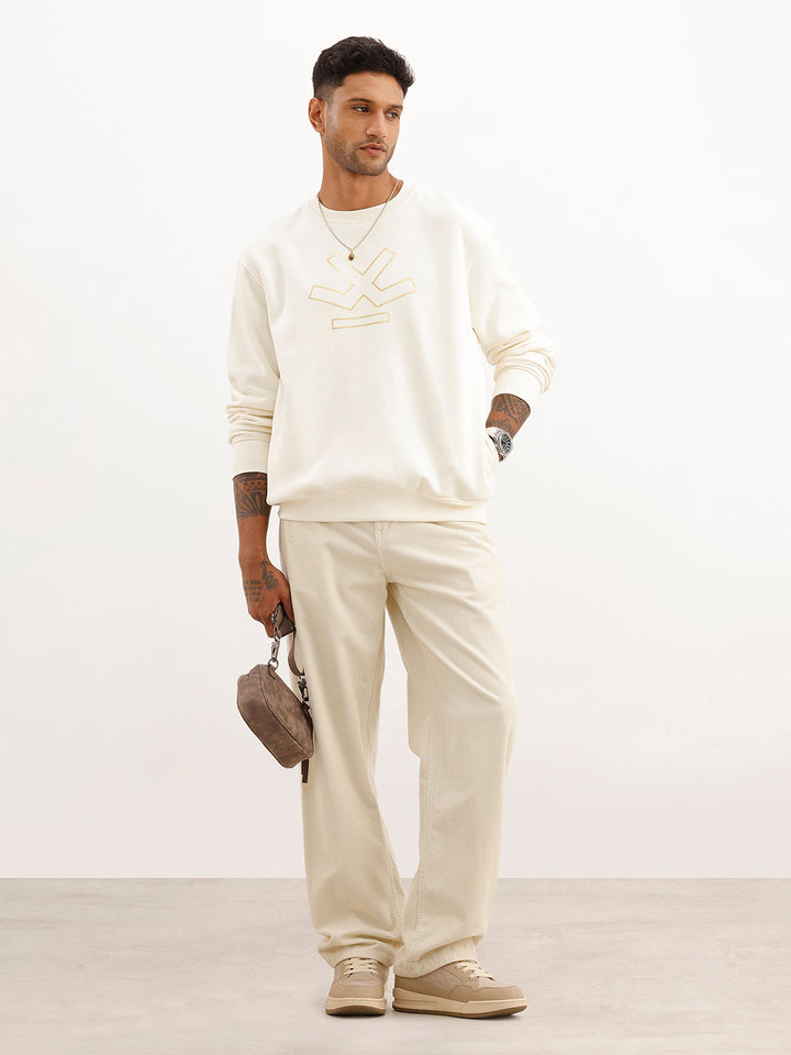Comfort Fit Foil Printed Sweatshirt | Off White