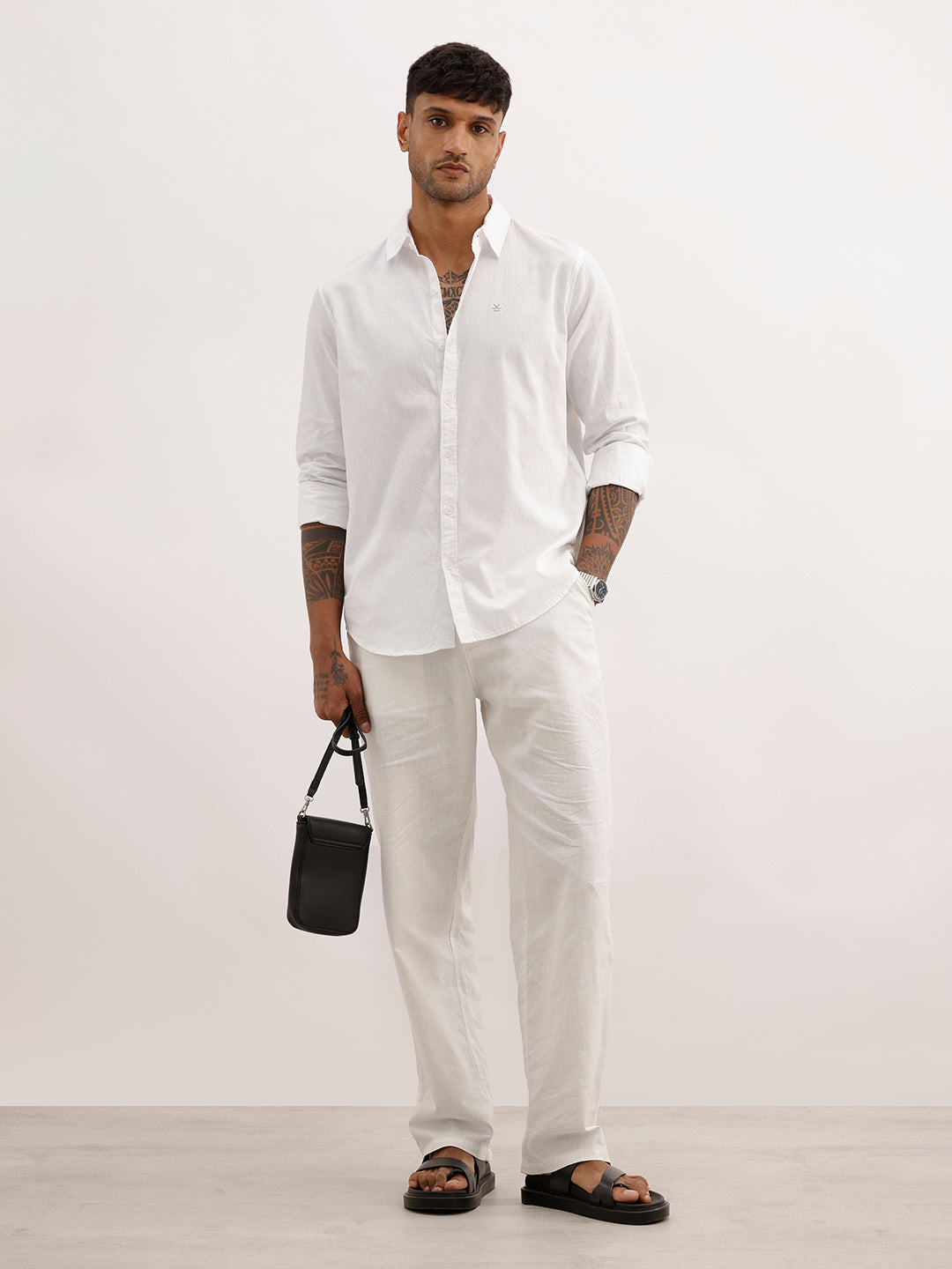 Solid Slim Fit 100% Cotton Shirt | White