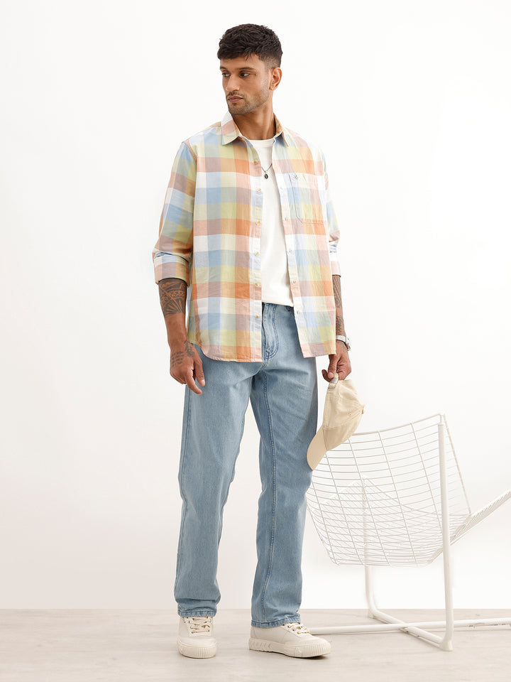Slim Fit Full Sleeve Checkered Shirt | Green