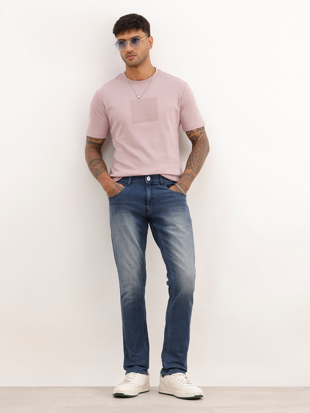 Slim Fit Faded Denim Jeans | Blue