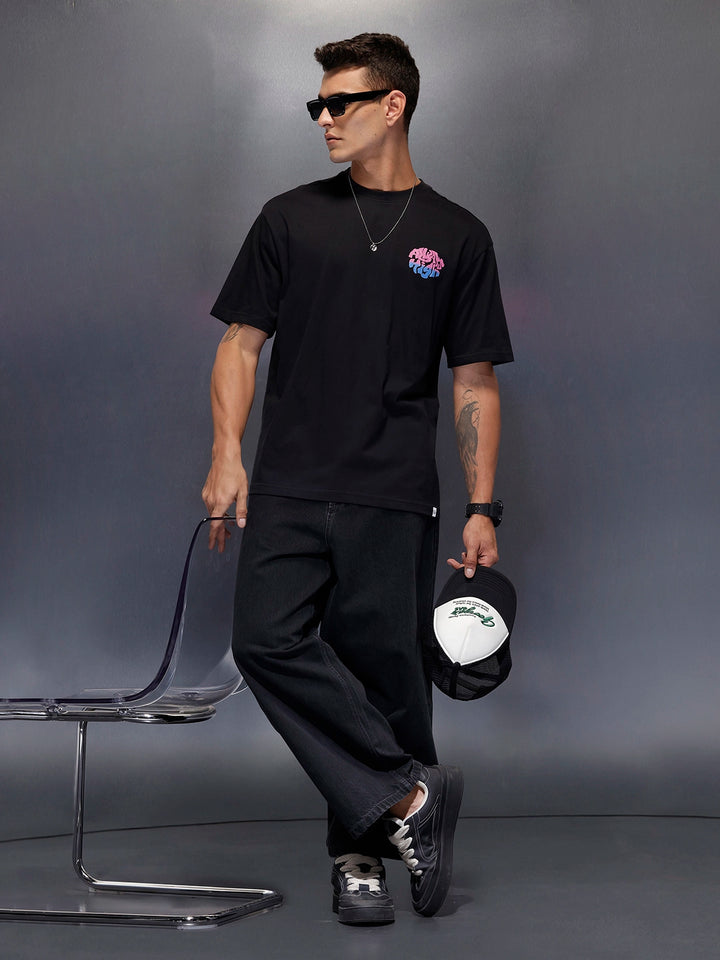 Men's oversized tee with back print | Black