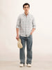 Regular Fit Checkered Double Pocket Shirt | Light Blue