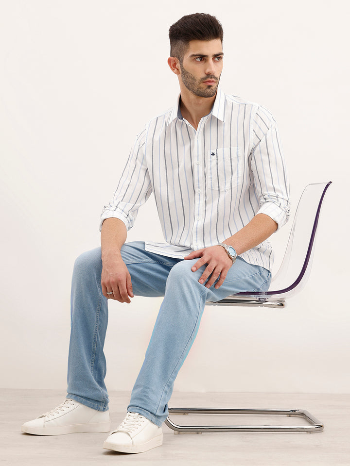 Slim Fit Striped Shirt | White
