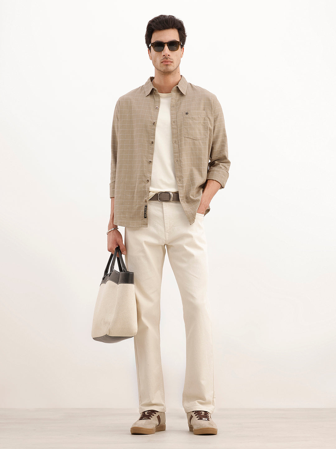 Classic Regular Fit Checkered Shirt | Khaki