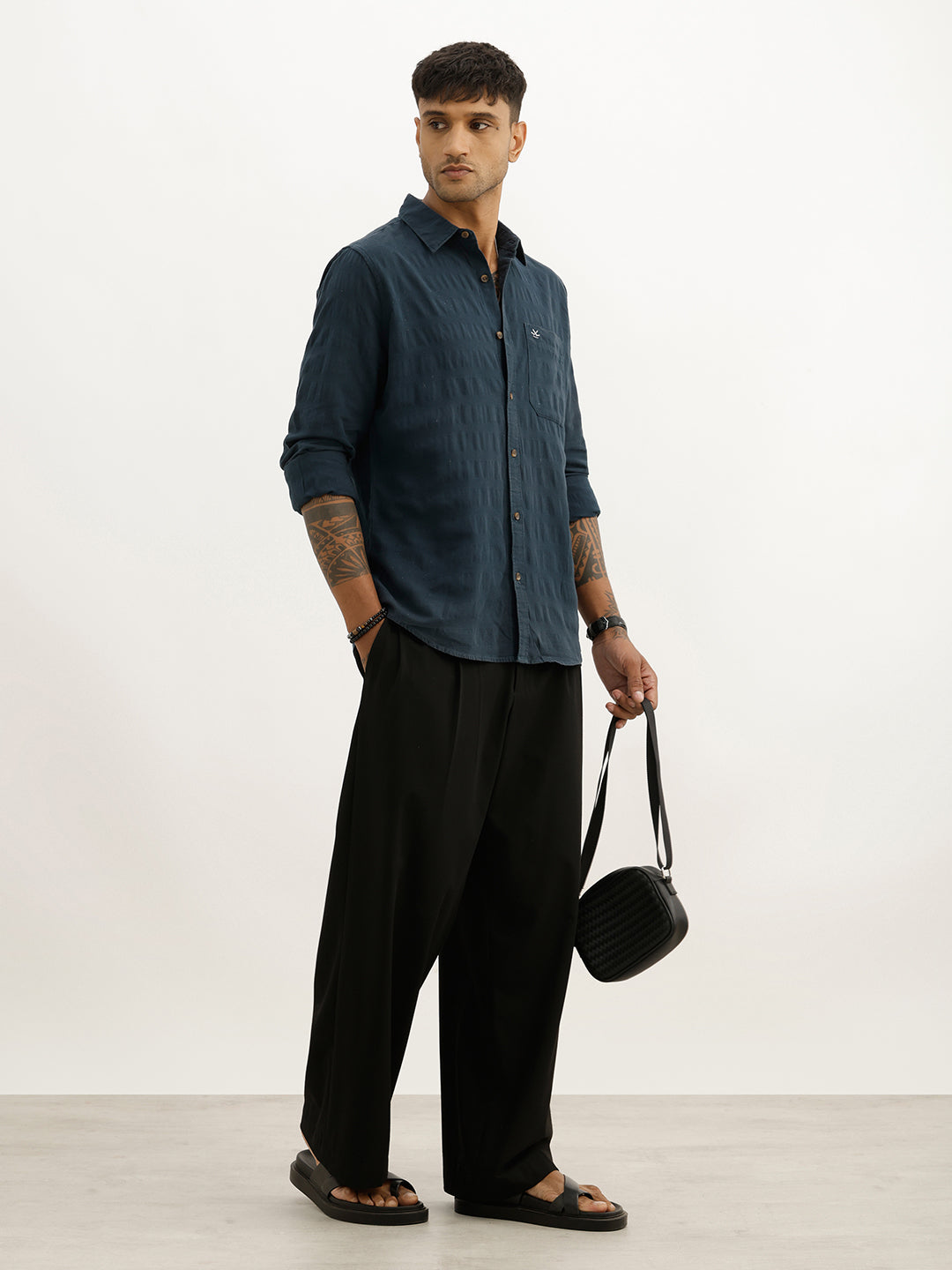 Solid Regular Fit Full Sleeve Shirt | Teal