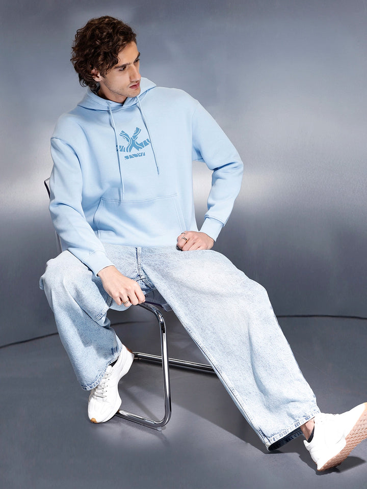 Men’s minimal powder blue hooded sweatshirt | Powder Blue