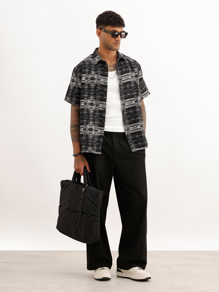 Classic Comfort Fit Jacquard Shirt | Black