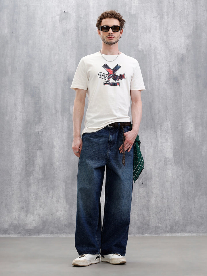 Bandana Logo Printed Slim Fit T-Shirt | White