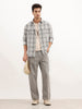 Oversized Grindle Structured Check Double Pocket Shirt | Grey