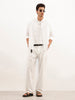 Linen Blend Solid Slim Fit Shirt | White