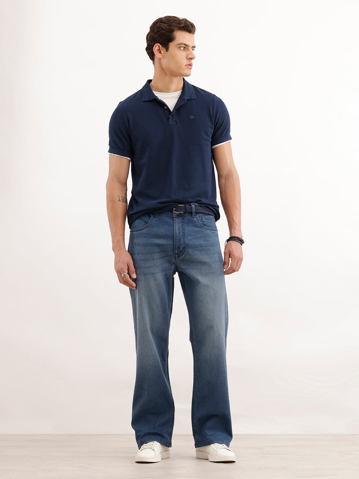 Bootcut Fit Faded Denim Jeans  | Light Blue