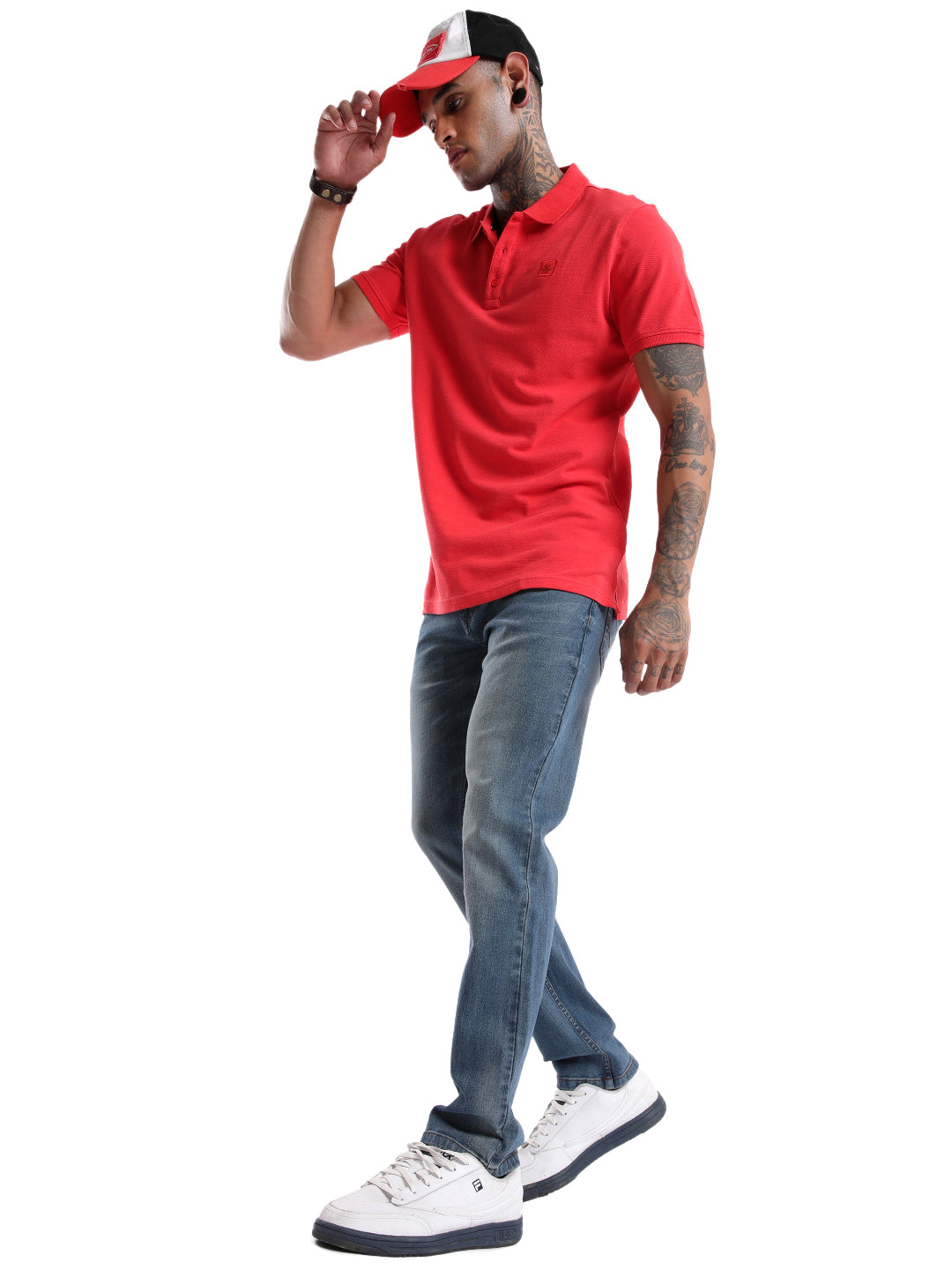 Solid Red Logo Polo T-Shirt