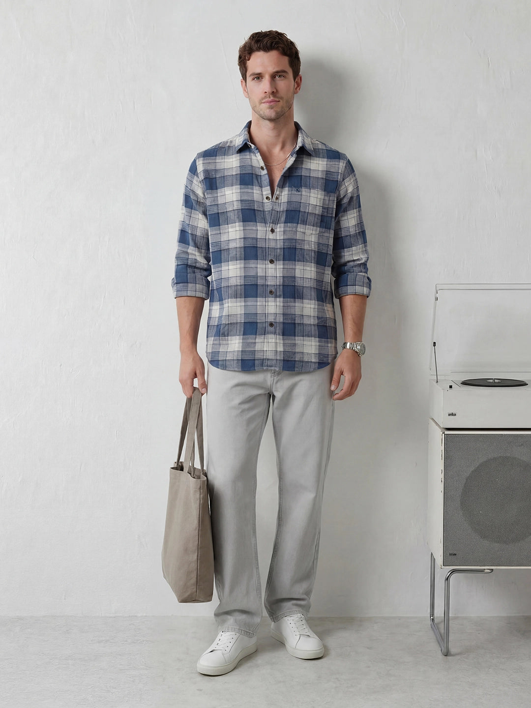 Regular Fit Checkered Shirt | Blue