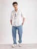 Solid Slim Fit Linen Blend Shirt  | White