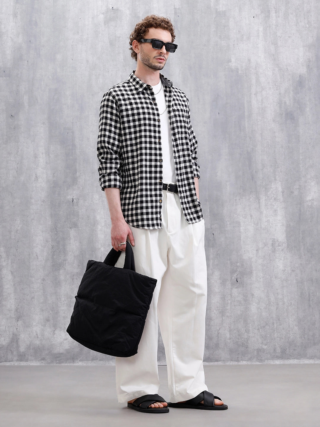 Seersucker Micro Checks Shirt | Black