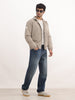 Solid Comfort Fit Puffer Jacket | Beige