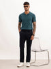 Solid Slim Fit Pleated Trouser | Navy Blue